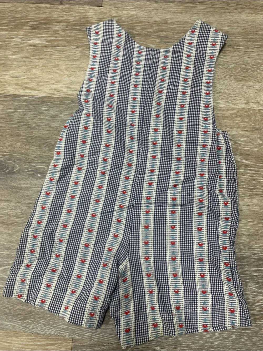 Boys Smocked Patriotic Stripe Romper - Blue & Red